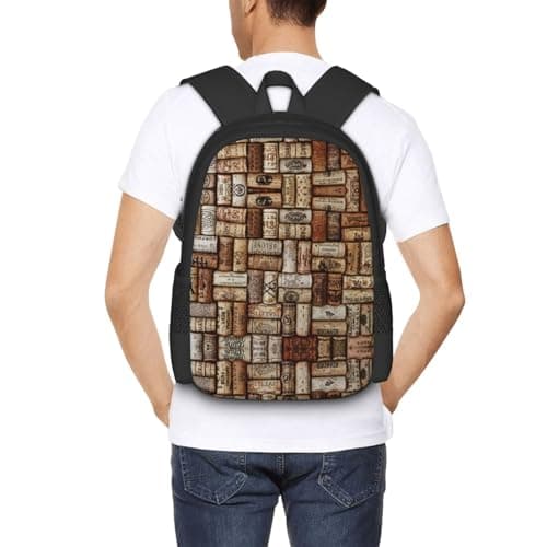 GaxfjRu Wine cork Print Large Capacity Travel Backpack Carry On Flight Approved Laptop Backpack-Personal Item Travel Bag, Black, One Size — view 5