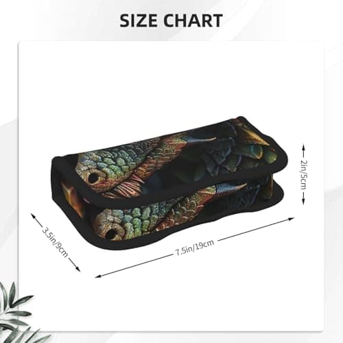 DENMER Dragon Scale Printed Canvas Pencil Case, Spacious Pen Pouch for School, Office and Travel — view 5