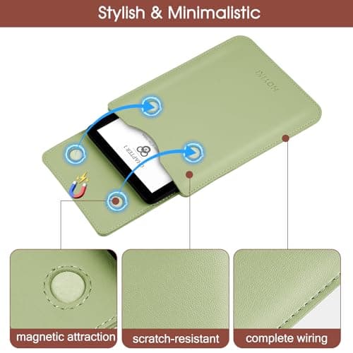 HoYiXi Universal Sleeve Case for 6.8",7" Paperwhite/Colorsoft/Signature Edition 2025 & 2021 Compatible 6.8" Kobo Clara HD/PocketBook/Tolino Protective Case for 6.8'' 7'' ebook Reader, Light Green — view 4