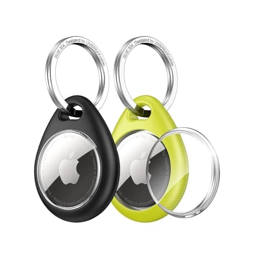 UNBREAKcable 360° Protective Case for AirTag (1st & 2nd Generation) [2 Pack], TPU Full Cover Keyring Holder with 304 Stainless Steel Keychain, Scratch-Resistant Design for Keys, Bags, Luggage