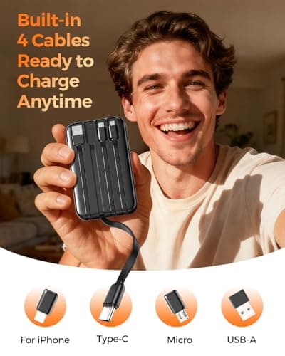 Power Bank 27000mAh with 4 Built-in Cables Portable Charger Fast Charging — view 5
