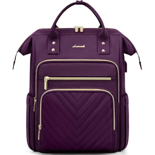 LOVEVOOK Laptop Backpack Womens, 15.6 inch Laptop Rucksack Bag for Women, Large Ladies Backpacks Waterproof School Bags with USB Port, Fashion Daypacks for Uni College Work Travel, Purple