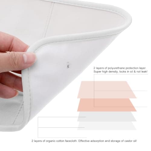 Heclia Castor Oil Pack Wrap Reusable Organic Cotton Castor Oil Compression Packaging for Stomach With Adjustable Elastic Band Waterproof and Anti Oils Leak Elastic Strap Bamboo Cotton Machine Washable — view 5