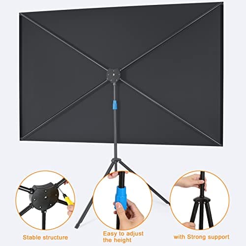2025 Upgraded Fiberglass Projector Screen with Tripod - 80” 4K HD Quick Installation Projection Screen, Portable, 16:9 Foldable Wrinkle-Free - Perfect for Home Cinema, Studios, Yards, Travel — view 3