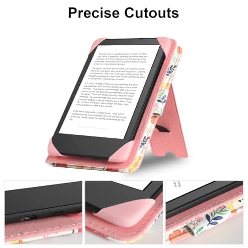 HoYiXi Universal Case For 6 inch eReader,Compatible with Kindle/Kobo Clara HD/Kobo Clara 2E/Paperwhite/PocketBook/Tolino eReader,with HandStrap/Kickstand, Cover Case for 6'' eReaders,Floral — view 5