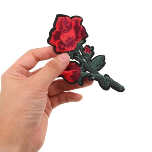 BCOATH Iron on Patch with Heat Adhesive Backing Red Rose Embroidered 25pcs Time Year Season Portable and Wear Resistant Applique for Clothing and Tote Bags for Travel and Clothing Repair — view 4