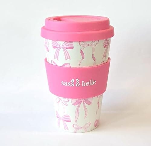 Sass & Belle Bow Travel Cup – Reusable Coffee Mug with Lid – Eco-Friendly Hot Drink Holder – Cute Sass and Belle Gift for Commuters, Students, or Home Use – 400ml — view 3