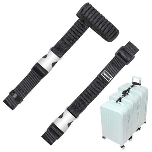 Vigorport Luggage Straps, Metal Luggage Connector Straps for Suitcases, Stretchable Add A Bag Adjustable Attachment Accessories Belts (Black, Medium)