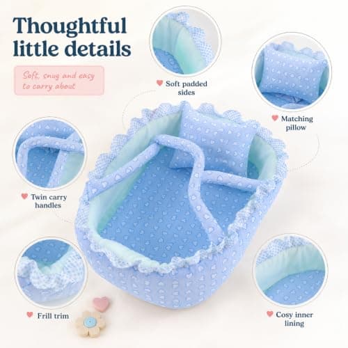 Warmhm Baby Doll Bassinet Carrier, Small Bed with Pillow Doll Accessories — view 3