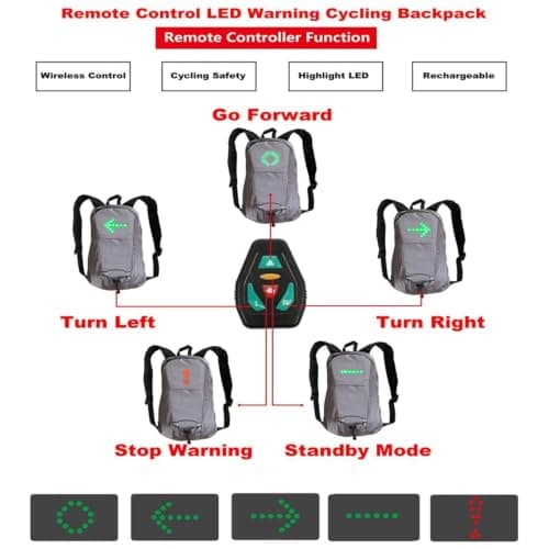 Jlobnyiun LED Illuminated Backpack | 4 LED Signals Remote Control Backpack — view 4