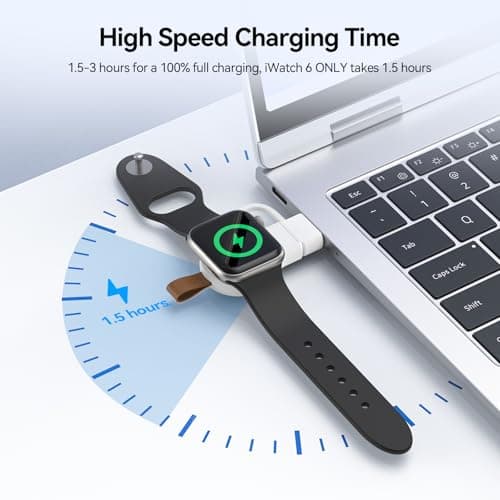 NEWDERY Portable Charger for Apple Watch 10, Fast Wireless Charging USB C & USB A Magnetic iWatch Travel Charger for Apple Watch Ultra2/1 Series 10 9 8 7 6 5 4 3 2 1 SE,White — view 4
