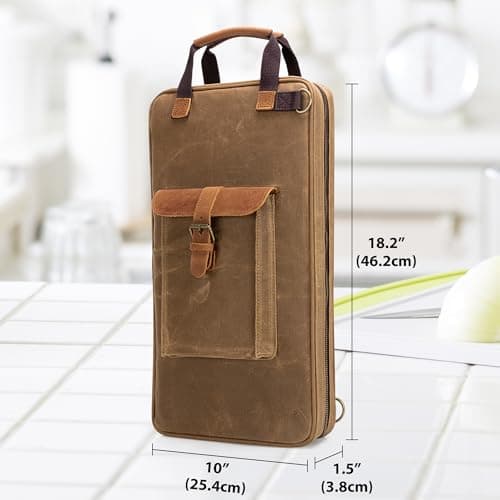 Damero Waxed Canvas Knife Bag with 11 Slots and 2 Zippered Mesh Pockets — view 5
