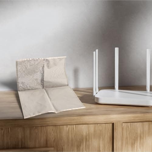 Protective Case for Router with Double Opening for Signal Shielding Made of Polyester Lightweight and Portable for WiFi Modem with Antenna to Reduce Electrosmog in Bedroom or Office Grey — view 5