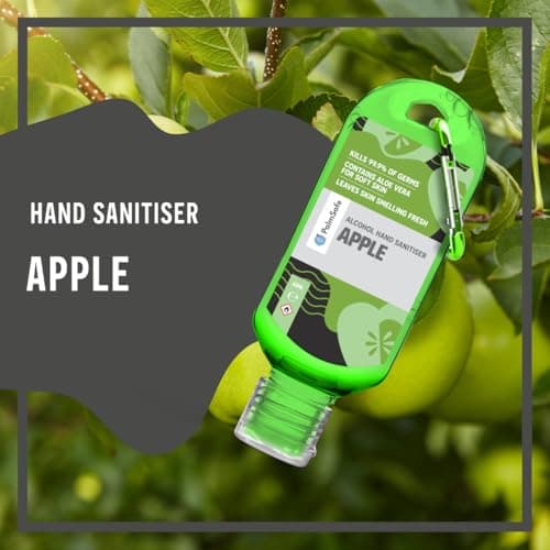 Palm Safe Apple 3 Pack 60ml Anti Bacterial Premium Hand Sanitiser Travel Size Refillable Clip Bottle Quick Drying Non Sticky Extra Moisturising Kills 99.9% of Viruses and Bacteria — view 3