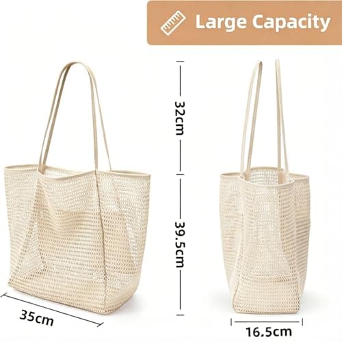 Womens Mesh Beach tote Bag - Foldable, Quick-Dry Tote with Zippered Pocket — view 4