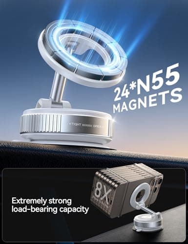 JOYROOM Magsafe Suction Cup Phone Mount, Vacuum Magnetic Phone Holder for Car, 360° Metal Strut Magsafe Car Mount for iPhone 16 Pro Max Plus/iPhone 15 14 13 12 & Android Magsafe Case — view 5