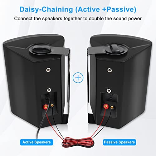 Herdio 6.5 Inches Indoor Outdoor Bluetooth Speakers Waterproof Wireless with Powerful Bass,Wall Mount Speakers System Wired for Patio Deck Porch Backyard 400 Watts(Black) — view 4