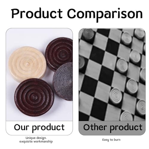 24 Pcs Draughts Board Game,Draughts Pieces,Wooden Checkers,Draughts Set,Durable Backgammon Chess,Quality Stackable Draught Pieces Replacement for Adults Kids Boardgames Learning Travel Camping Games — view 5