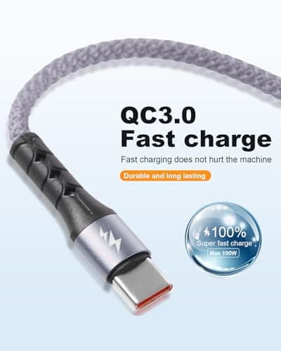 SIQIWO 4 in 1 USB C Charger Cable, 3A Fast Charging Type C Cord 1.2M Grey — view 3