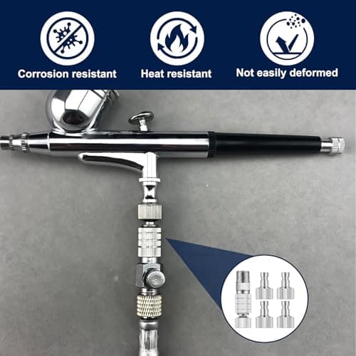5 Pcs Airbrush Quick Release, Coupling Disconnect Adapter Kit, 1/8 Inch Female Connector and Male Plug, Durable Quick Connect Fittings for Airbrush and Air Compressor Hose Accessories Gun Connection — view 6