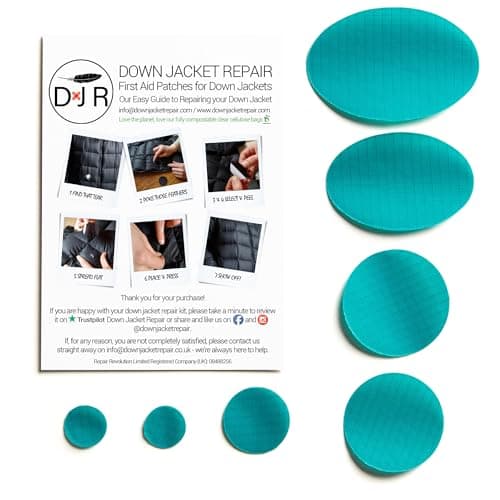 Self‑Adhesive Ripstop Nylon Repair Patch Kit – 30‑Second Fix for Tents, Jackets, Sleeping Bags, Backpacks & Beach Gear – Festival, Camping & Vanlife Essential – 7 Pre‑Cut Patches (Sea Green) — view 2