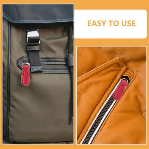 4pcs Faux Leather Zipper Pull Replacement for Backpacks and Bags Red — view 3