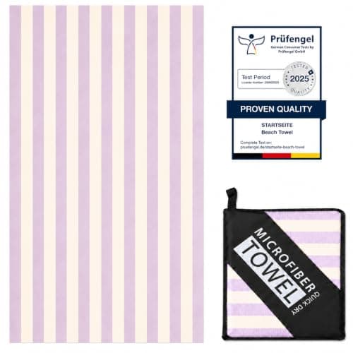 Startseite 180x100cm Microfibre Towel - Large Size Quick Drying Microfibre Beach Towels for adults, Sand-Free, Absorbentextra large Beach Towels for adults - Includes Storage Bag (Purple stripes)