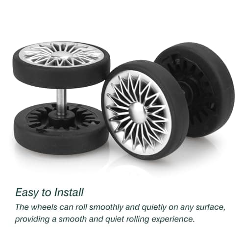 Ech.Apr Luggage Wheels Replacement 55mm x 11mm, 8 Pcs Suitcase Replacement Double-Row Wheels Wear Resistant Rubber Repair Wheels for Luggage, Grey — view 5