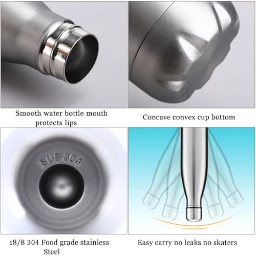 Insulated Water Bottle, 500ml Stainless Steel Thermal Flask, Vacuum Insulated Flask for Hot & Cold Drinks, Leak-Proof Thermal Metal Drinking Water Bottles for Kids, Gym, Sports, Travel (Blue) — view 4