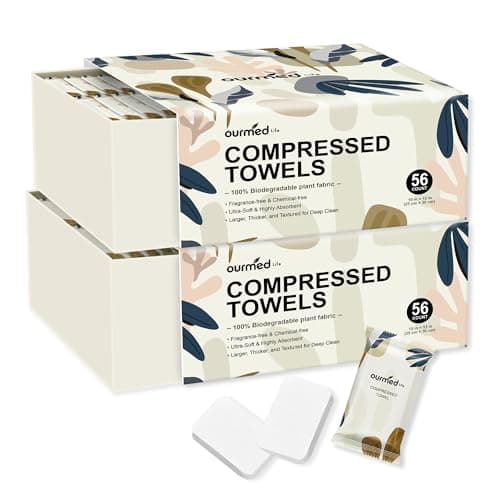Ourmed Life Compressed Towel, Disposable Washcloths, 12 x 10 In, 112 Count