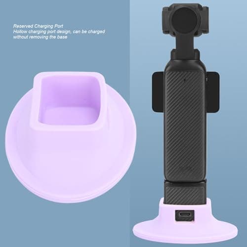 Pocket 3 Stand Base Mount, Lightweight Compact Silicone Non-Slip Desktop Mount Stable Pocket 3 Handle Accessories with a Portable Charging Opening, for (Purple) — view 5