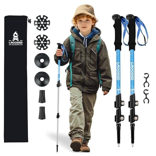 Adjustable Kids Hiking Poles for Trekking, Lightweight Walking Stick