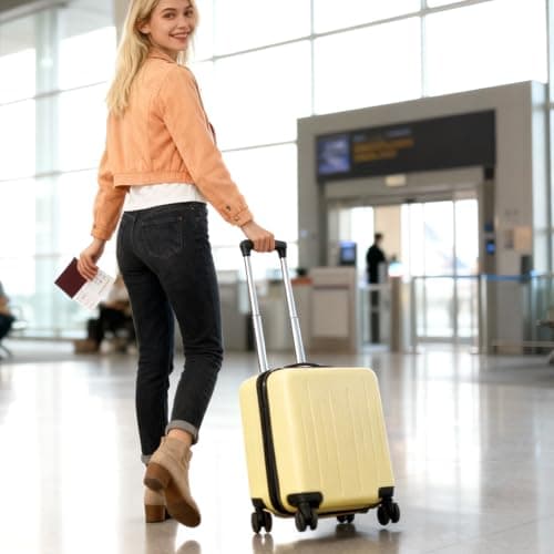 SUNNYNEST 14 Inch Cabin Suitcase Built in Lock with 360°Rubber Yellow — view 5