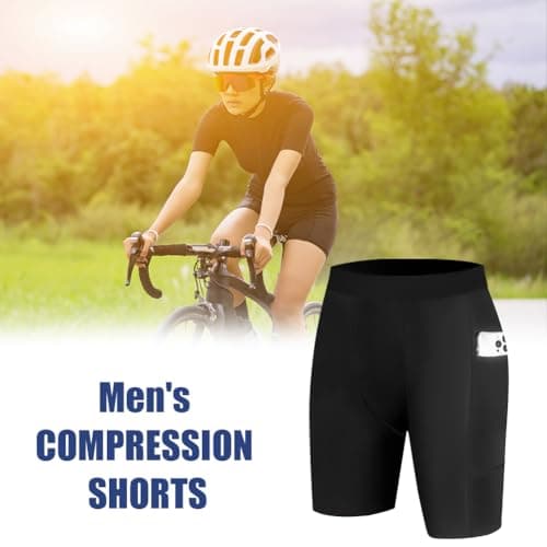 AUYAO Mens Compression Shorts, Mens Compression Base Layer Shorts with Phone Pockets, Mens Tight Dry Sports Shorts, Sports Undershorts Running Base Layer Shorts for Workout Cycling Gym Running — view 6