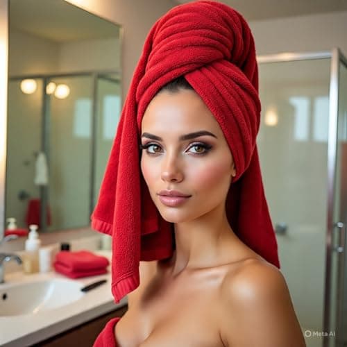 Diamond Tex Egyptian Multicolour Towels - Super Soft Luxury Bath Towels Large - 600 GSM Lint Free Fast Drying Towel for Gym Salon, Spa & Hotel Quality (1, Hot Red) — view 6