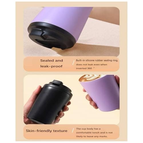 ZHIFENGYUAN Stainless Steel Insulated Coffee Cup with Spill Proof Lids,12oz(350ml),Unbreakable Durable,Reusable Drinking Cup,Gift for hot Cold iced, Travel Mug for Child Adults Outdoor(Navy Blue) — view 4