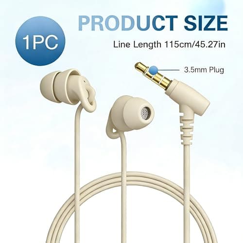 Sleep Earbuds, Soft Lightweight Wired Noise Cancelling Small Canal — view 2