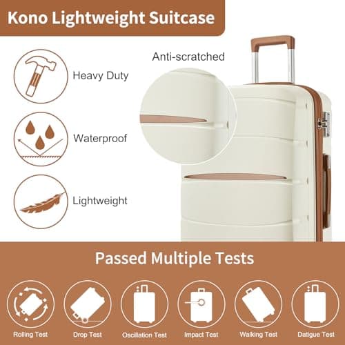 Kono 24 Inch Medium Hard Shell Suitcase PP Lightweight Travel Luggage — view 3