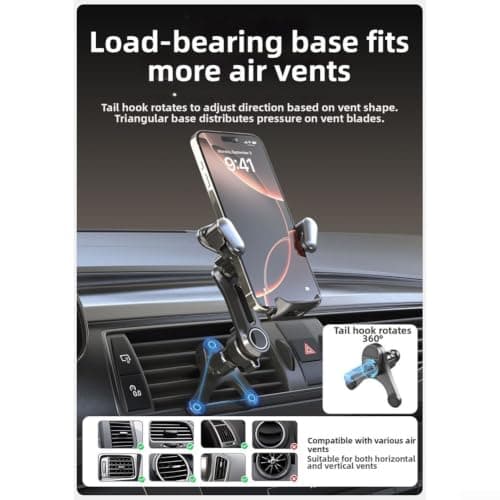 Air Vent Car Phone Holder ABS Secure Clamp Purple Grey Car Phone Mount Air Vent Clip Sturdy ABS Phone Holder for Bumpy Roads Phone Mount for 4-7 Inch Phones Quick Install Air Vent Phone Holder(Purple) — view 6