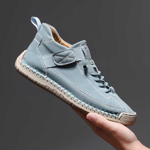 Hand Casual Walking Shoes Flexible Soft Sole Comfortable Flat Slip On Loafers for Everyday Wear Lightweight Breathable Design (Sky Blue-D, 7.5) — view 4
