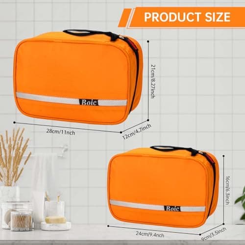 Boic Hanging Toiletry Bag Waterproof, Large Man Wash Bags for Men, Orange,L — view 6