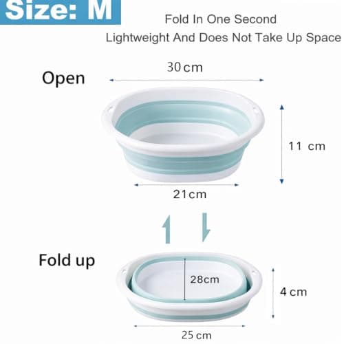 Lafefe Thickened Collapsible Washing Up Bowl, Portable Folding Wash Basin with Handles, Space Saving Camping Sink Multipurpose for Camping, Caravan, Kitchen & Travel(Blue, 5L) — view 2