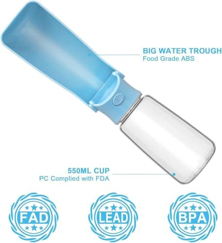 Canareen Foldable Travel Dog Water Bottle for Dog Cat Outdoor(550ml, Blue) — view 3
