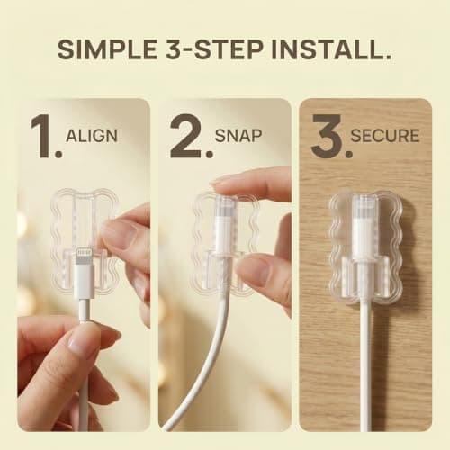 20 Pack Clear Cable Protectors Prevent Fraying, Invisible Charger Saver for Phone and Tablet Charging Leads, Universal Rigid Plastic Dual Wave Wire Organiser Cover, Anti-Bending — view 5