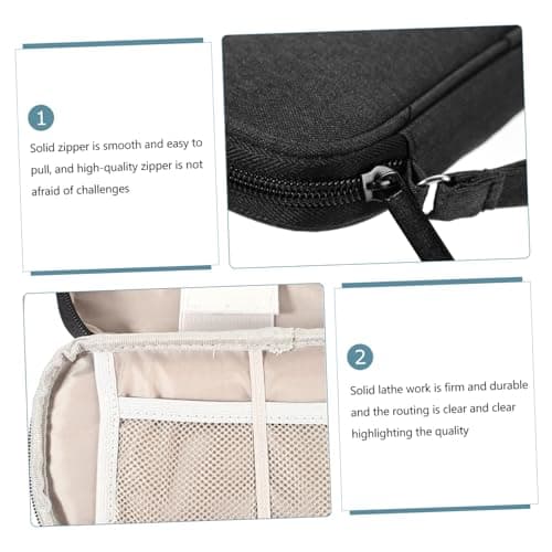 PAMINGONO Power Bank Pouch and USB Cable Organizer Case Zipper Made of Lightweight Wear-resistant Oxford Cloth, Portable Electronics Accessories Bag for Travel Charger and Data Cable Black — view 3