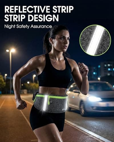 Victoper Running Belt, Running Belts for Women Men,Phone Holder for Running for iPhone 17 Pro Max/16/15 Pro,Running Waist Pack with Reflective Strip Headphone Hole for Running Workout Walking — view 5