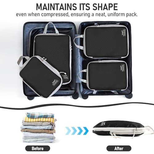 Compression Packing Cubes for Travel, Travel Essentials Luggage Organizer bags for Suitcase, Durable Compression Travel Packing Cubes for Carry on Backpack — view 2