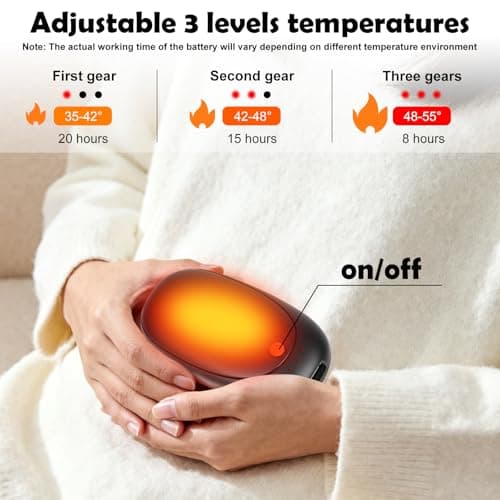 2Pack Magnetic Hand Warmers Rechargeable 6000mAh Electric Ultra Thin Light Portable Pocket Handwarmers/ 3 Levels Heat / 20Hrs Long Heating/UL Certified for Women Men — view 2