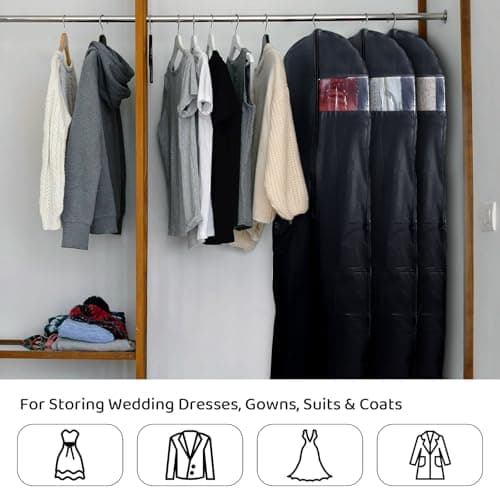180 x 60cm Long Dress Bag Cover, Travel Dustproof Garment Bag Foldable — view 6
