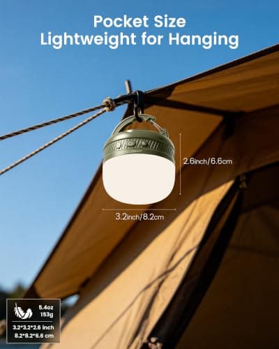 Glocusent Rechargeable Camping Light, 120H Pocket Tent Camping Lantern IPX5 — view 5